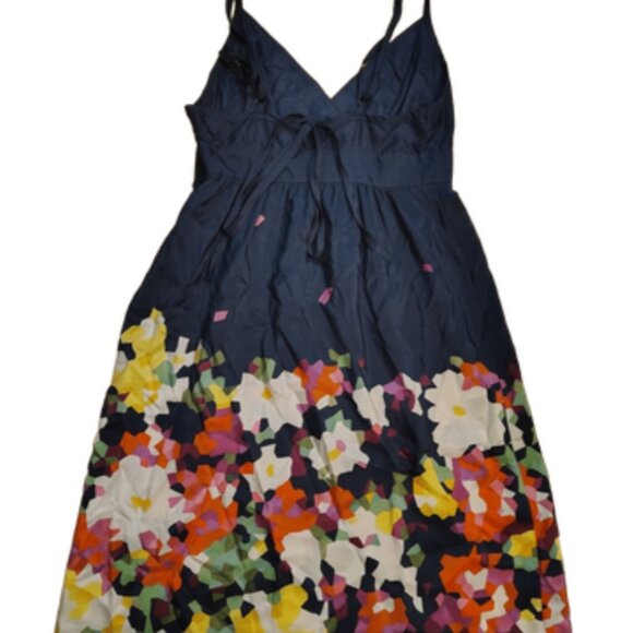 THEORY Navy Blue 100% Silk Floral Mosaic Dress - Picture 2 of 4